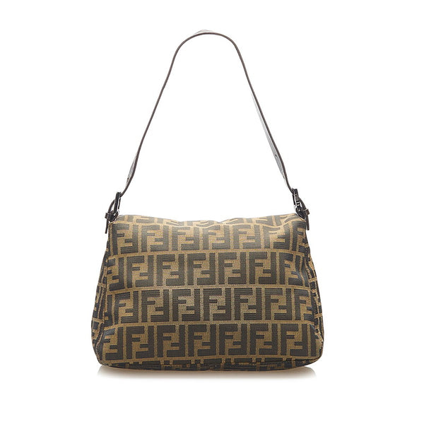 フェンディ マンマバケット ズッカ ブラウン キャンバス レザー ショルダーバッグ レディース FENDI 中古