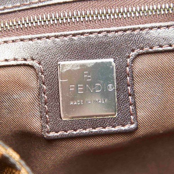 フェンディ マンマバケット ズッカ ブラウン キャンバス レザー ショルダーバッグ レディース FENDI 中古