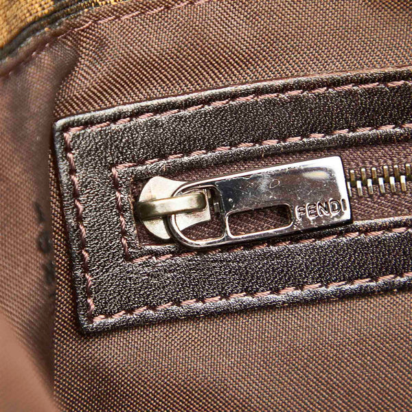 フェンディ マンマバケット ズッカ ブラウン キャンバス レザー ショルダーバッグ レディース FENDI 中古