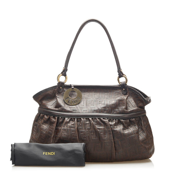 フェンディ ブラウン レザー トートバッグ レディース FENDI 中古