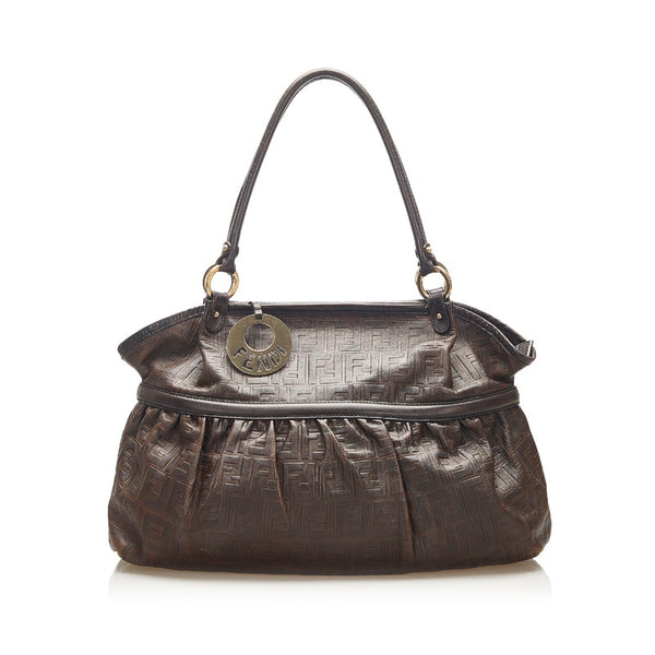 フェンディ ブラウン レザー トートバッグ レディース FENDI 中古
