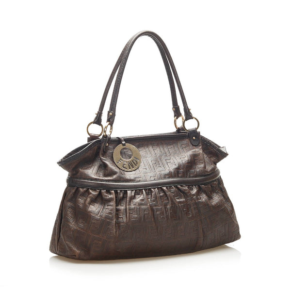 フェンディ ブラウン レザー トートバッグ レディース FENDI 中古
