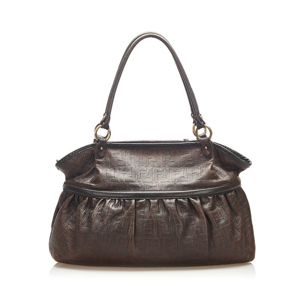 フェンディ ブラウン レザー トートバッグ レディース FENDI 中古