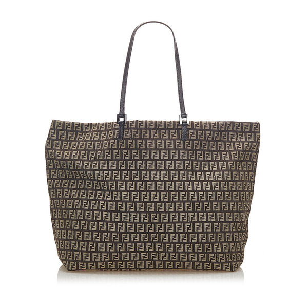 フェンディ ズッキーノ 8BH071 ブラウン キャンバス レザー トートバッグ レディース FENDI 中古