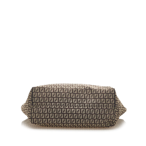 フェンディ ズッキーノ 8BH071 ブラウン キャンバス レザー トートバッグ レディース FENDI 中古