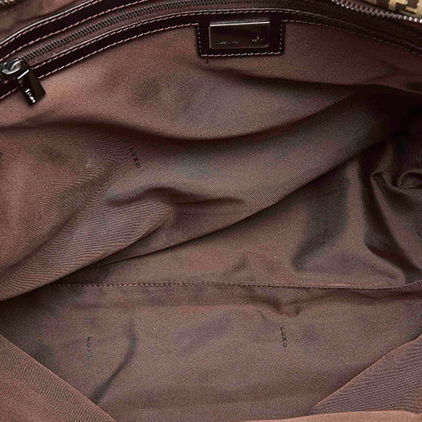 フェンディ ズッキーノ 8BH071 ブラウン キャンバス レザー トートバッグ レディース FENDI 中古