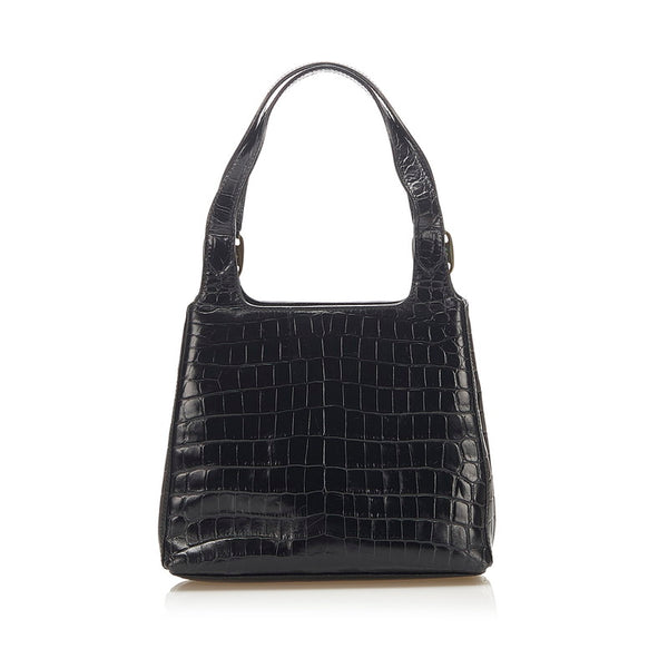 サルヴァトーレフェラガモ ヴァラ AQ-21 7755 ブラック レザー 型押し ハンドバッグ レディース Salvatore Ferragamo 中古