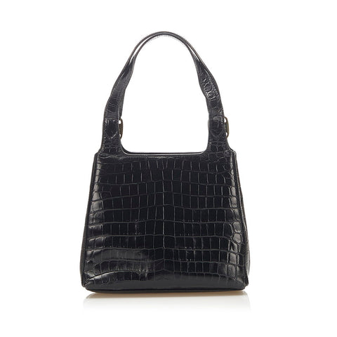 サルヴァトーレフェラガモ ヴァラ AQ-21 7755 ブラック レザー 型押し ハンドバッグ レディース Salvatore Ferragamo 中古