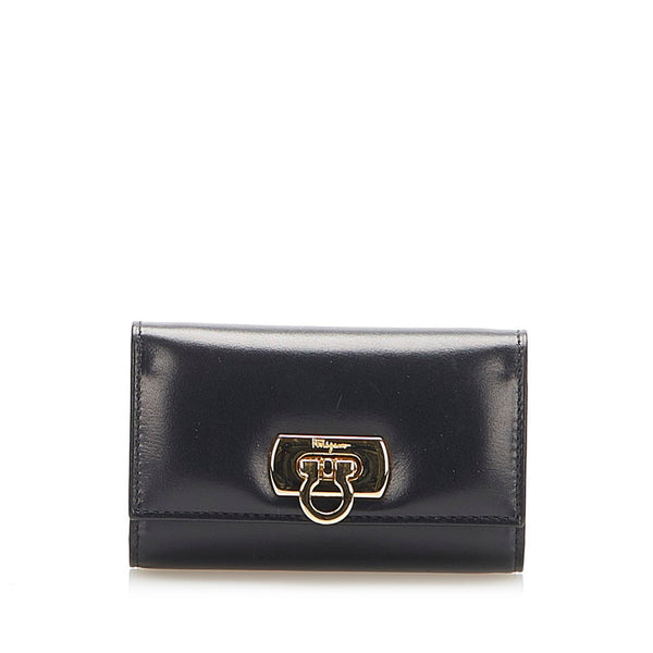 サルヴァトーレフェラガモ ガンチーニ ブラック レザー ハンドバッグ レディース Salvatore Ferragamo 中古