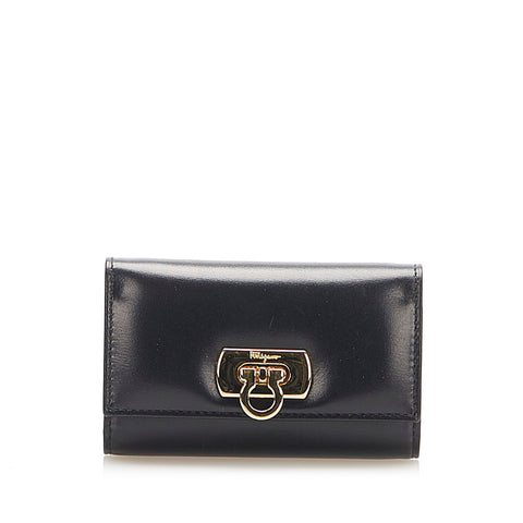 サルヴァトーレフェラガモ ガンチーニ ブラック レザー ハンドバッグ レディース Salvatore Ferragamo 中古