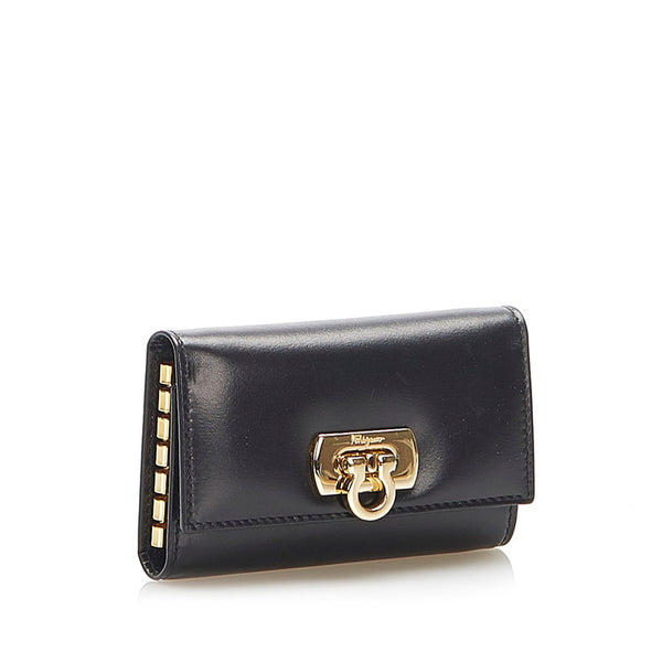 サルヴァトーレフェラガモ ガンチーニ ブラック レザー ハンドバッグ レディース Salvatore Ferragamo 中古