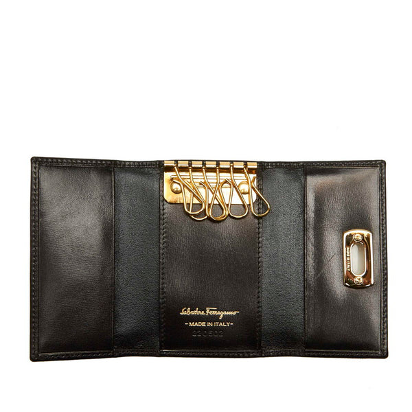 サルヴァトーレフェラガモ ガンチーニ ブラック レザー ハンドバッグ レディース Salvatore Ferragamo 中古