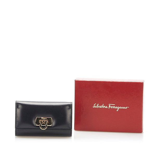 サルヴァトーレフェラガモ ガンチーニ ブラック レザー ハンドバッグ レディース Salvatore Ferragamo 中古