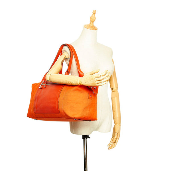 サルヴァトーレフェラガモ ガンチーニ AQ-21 5318 オレンジ キャンバス レザー ハンドバッグ ユニセックス Salvatore Ferragamo 中古