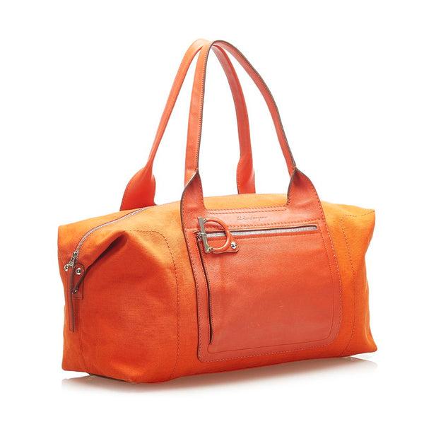 サルヴァトーレフェラガモ ガンチーニ AQ-21 5318 オレンジ キャンバス レザー ハンドバッグ ユニセックス Salvatore Ferragamo 中古