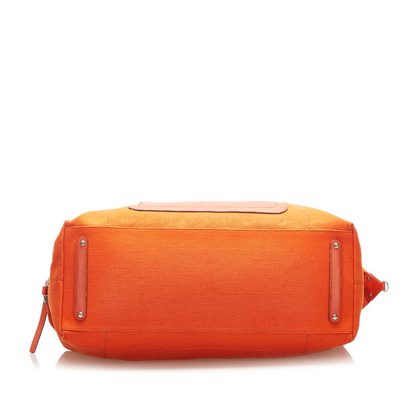 サルヴァトーレフェラガモ ガンチーニ AQ-21 5318 オレンジ キャンバス レザー ハンドバッグ ユニセックス Salvatore Ferragamo 中古
