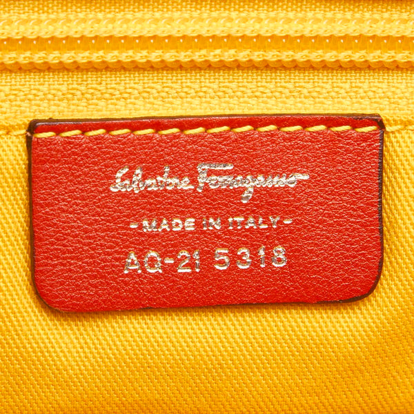 サルヴァトーレフェラガモ ガンチーニ AQ-21 5318 オレンジ キャンバス レザー ハンドバッグ ユニセックス Salvatore Ferragamo 中古