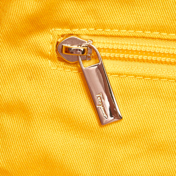 サルヴァトーレフェラガモ ガンチーニ AQ-21 5318 オレンジ キャンバス レザー ハンドバッグ ユニセックス Salvatore Ferragamo 中古