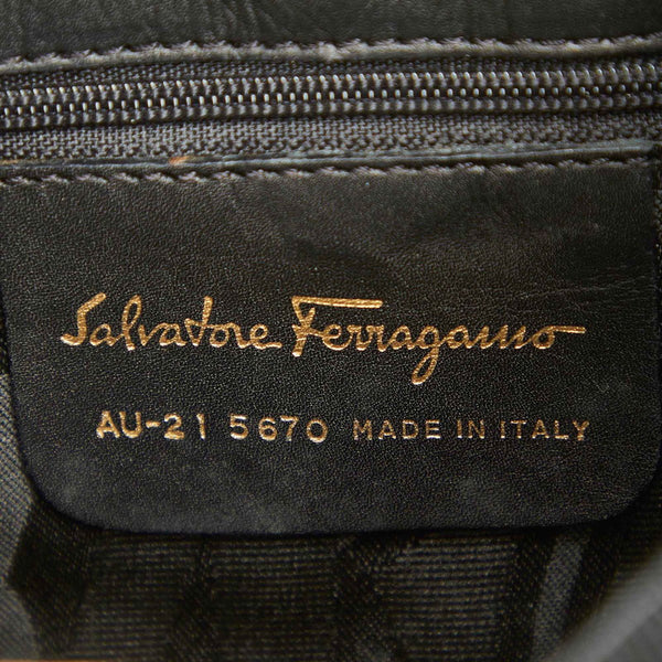 サルヴァトーレフェラガモ ヴァラ ティアード AU-21 5670 ブラック キャンバス ハンドバッグ レディース Salvatore Ferragamo 中古