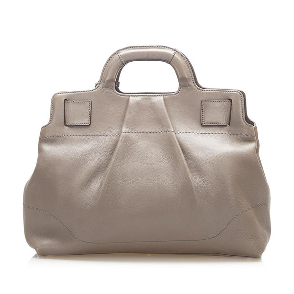 サルヴァトーレフェラガモ ガンチーニ AB-21 C537 グレー レザー ハンドバッグ レディース Salvatore Ferragamo 中古