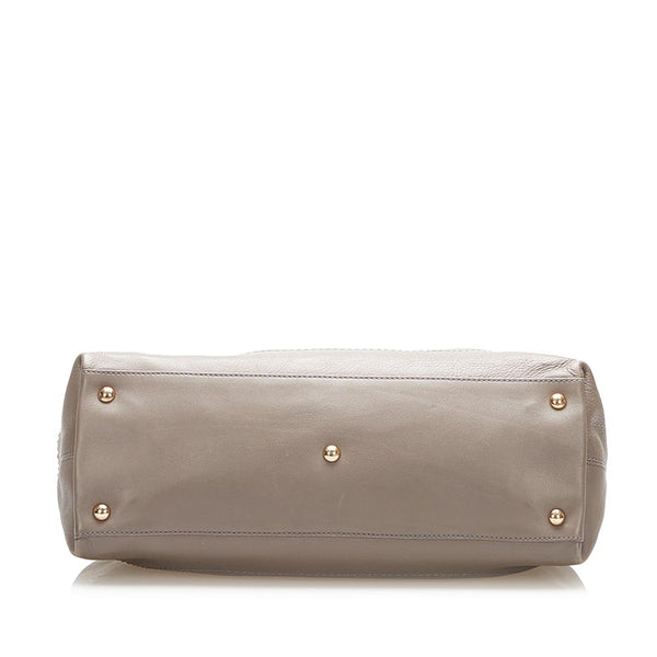 サルヴァトーレフェラガモ ガンチーニ AB-21 C537 グレー レザー ハンドバッグ レディース Salvatore Ferragamo 中古