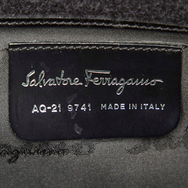 サルヴァトーレフェラガモ AQ-21 9741 ブラック キャンバス レザー 肩掛け ショルダーバッグ レディース Salvatore Ferragamo 中古