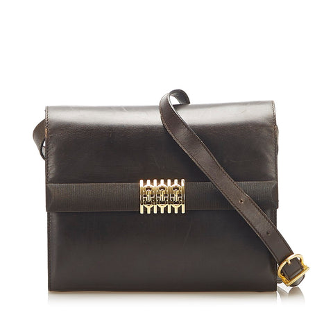 サルヴァトーレフェラガモ ガンチーニ AQ21 5713 ブラウン レザー 斜め掛け ショルダーバッグ レディース Salvatore Ferragamo 中古