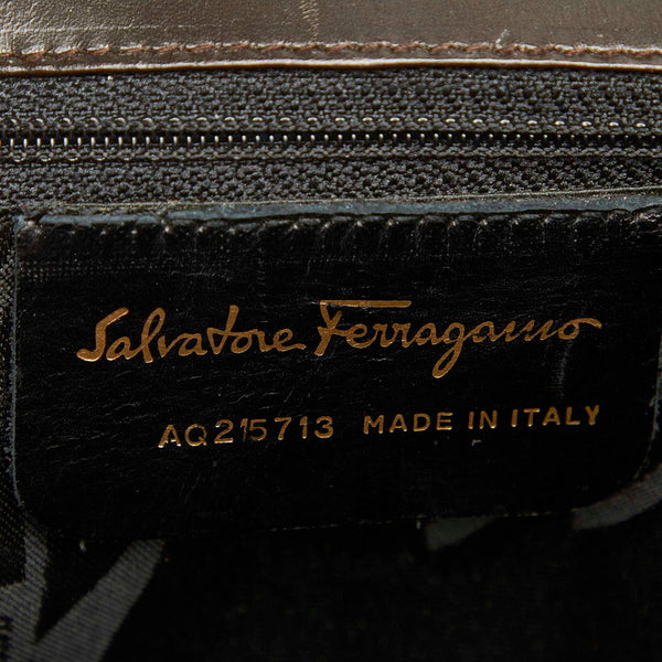 サルヴァトーレフェラガモ ガンチーニ AQ21 5713 ブラウン レザー 斜め掛け ショルダーバッグ レディース Salvatore Ferragamo 中古