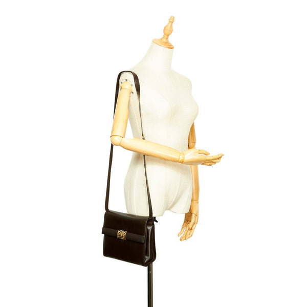 サルヴァトーレフェラガモ ガンチーニ AQ21 5713 ブラウン レザー 斜め掛け ショルダーバッグ レディース Salvatore Ferragamo 中古