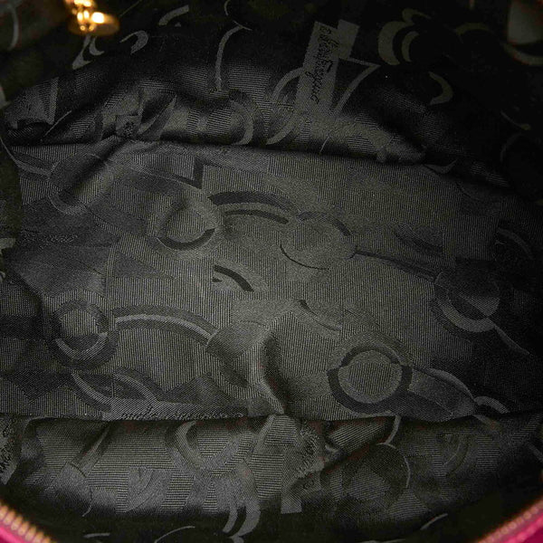 サルヴァトーレフェラガモ ヴァラ ティアード AU-21 5252 パープル キャンバス レザー ショルダーバッグ レディース Salvatore Ferragamo 中古