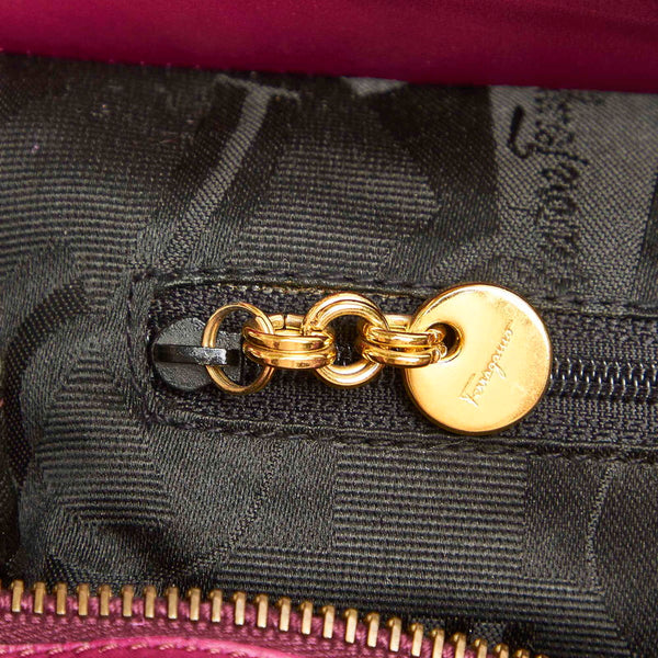 サルヴァトーレフェラガモ ヴァラ ティアード AU-21 5252 パープル キャンバス レザー ショルダーバッグ レディース Salvatore Ferragamo 中古