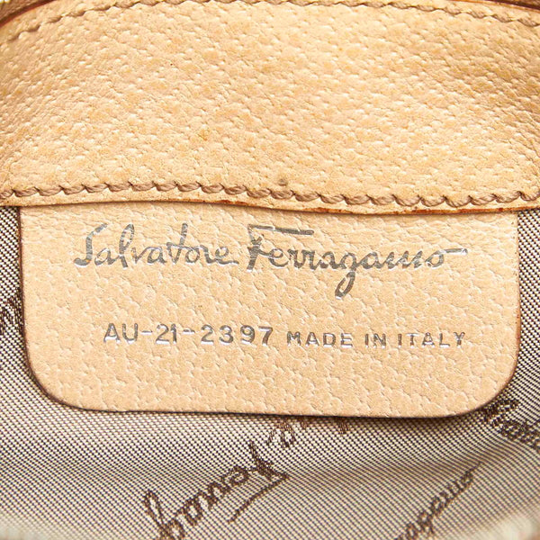 サルヴァトーレフェラガモ AU-21 2397 ベージュ レザー アクセサリーポーチ レディース Salvatore Ferragamo 中古
