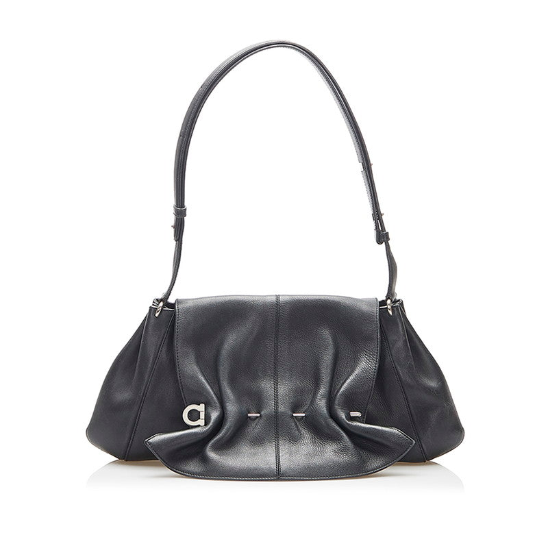 サルヴァトーレフェラガモ ガンチーニ DY-21 3817 ブラック レザー 肩掛け ショルダーバッグ レディース Salvatore Ferragamo 中古