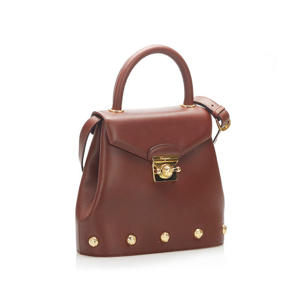 サルヴァトーレフェラガモ AN21 1658 ブラウン レザー ハンドバッグ ショルダーバッグ 2WAY レディース Salvatore Ferragamo 中古