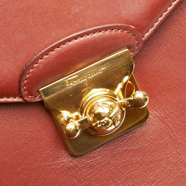 サルヴァトーレフェラガモ AN21 1658 ブラウン レザー ハンドバッグ ショルダーバッグ 2WAY レディース Salvatore Ferragamo 中古