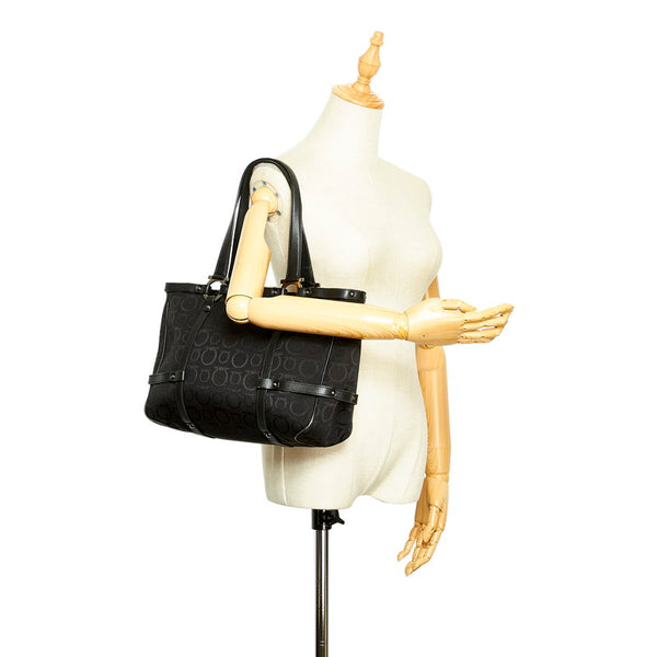 サルヴァトーレフェラガモ AU-21 /7859 ブラック キャンバス レザー トートバッグ レディース Salvatore Ferragamo 中古