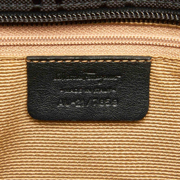 サルヴァトーレフェラガモ AU-21 /7859 ブラック キャンバス レザー トートバッグ レディース Salvatore Ferragamo 中古