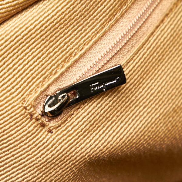 サルヴァトーレフェラガモ AU-21 /7859 ブラック キャンバス レザー トートバッグ レディース Salvatore Ferragamo 中古