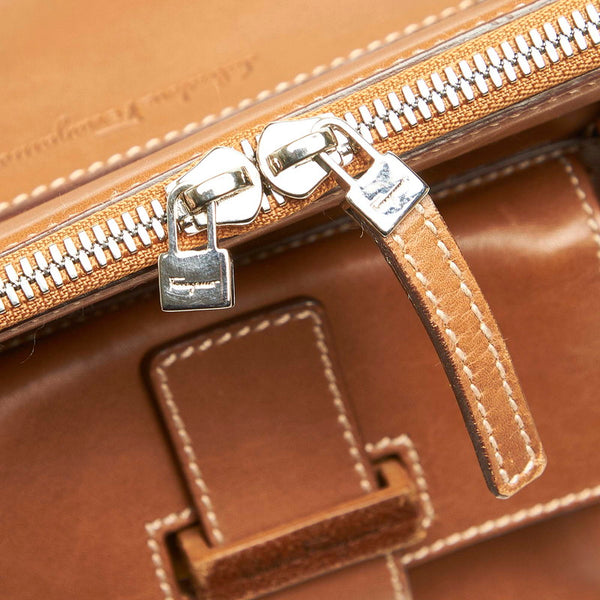 サルヴァトーレフェラガモ ガンチーニ AU-21 5819 ブラウン レザー トートバッグ レディース Salvatore Ferragamo 中古