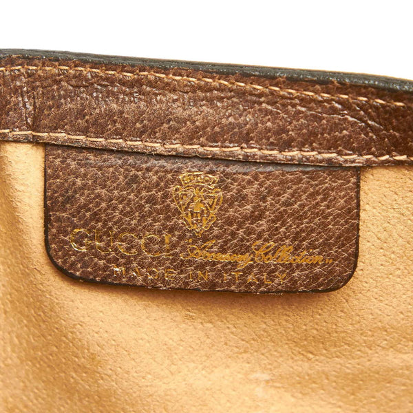 グッチ GGスプリーム シェリーライン 014・3087 ブラウン PVC レザー クラッチバッグ レディース GUCCI 中古