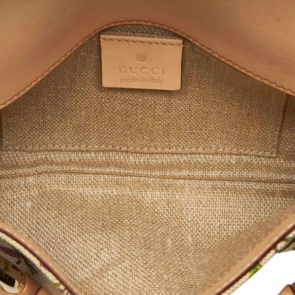 グッチ フローラ ホースビット 131470 アイボリー キャンバス レザー チェーン ハンドバッグ レディース GUCCI 中古