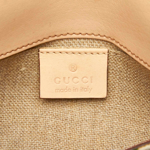 グッチ フローラ ホースビット 131470 アイボリー キャンバス レザー チェーン ハンドバッグ レディース GUCCI 中古