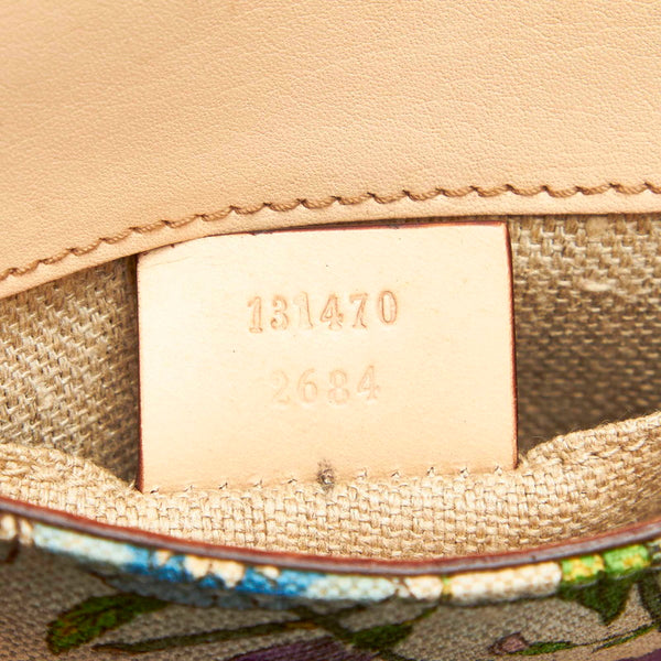 グッチ フローラ ホースビット 131470 アイボリー キャンバス レザー チェーン ハンドバッグ レディース GUCCI 中古