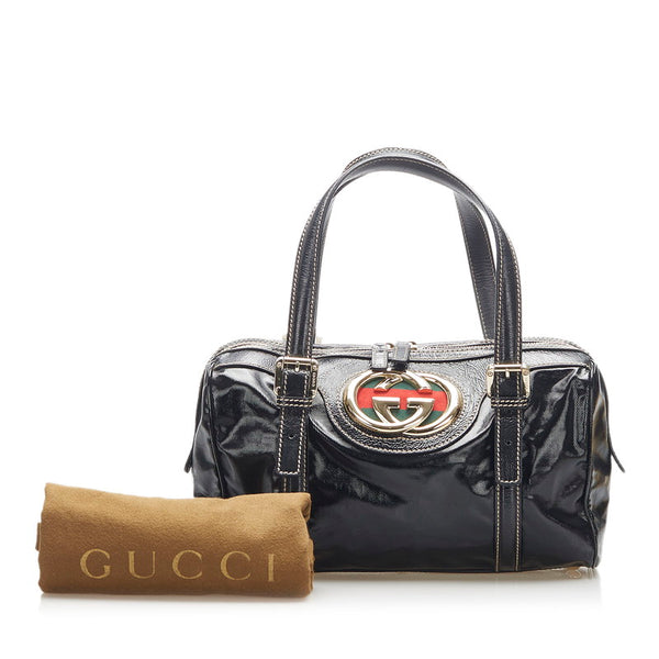 グッチ シェリー 170009 ブラック PVC レザー ハンドバッグ レディース GUCCI 中古