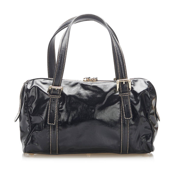 グッチ シェリー 170009 ブラック PVC レザー ハンドバッグ レディース GUCCI 中古