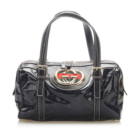 グッチ シェリー 170009 ブラック PVC レザー ハンドバッグ レディース GUCCI 中古