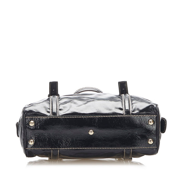 グッチ シェリー 170009 ブラック PVC レザー ハンドバッグ レディース GUCCI 中古