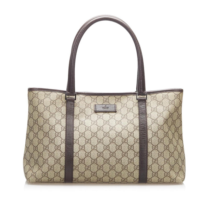 グッチ GGスプリーム 114594 ブラウン PVC レザー ハンドバッグ レディース GUCCI 中古