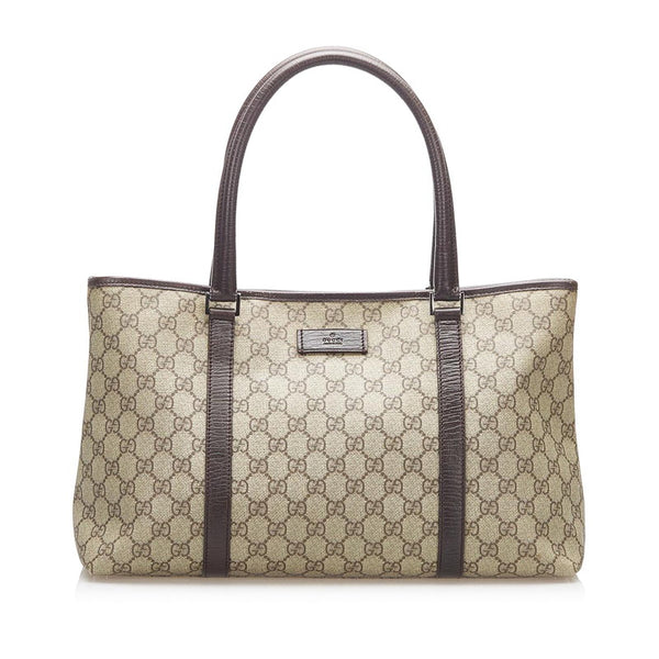 グッチ GGスプリーム 114594 ブラウン PVC レザー ハンドバッグ レディース GUCCI 中古