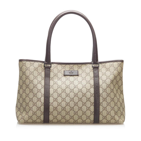 グッチ GGスプリーム 114594 ブラウン PVC レザー ハンドバッグ レディース GUCCI 中古